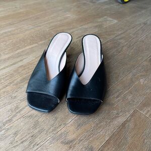 J. Crew Black Leather peep toe low pump